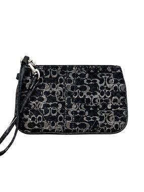 COACH Vintage Black Signature Lurex Small Wristlet